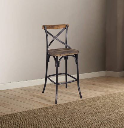 Zaire Antique Black & Antique Oak Finish Bar Chair - 1st Choice Furniture Direct