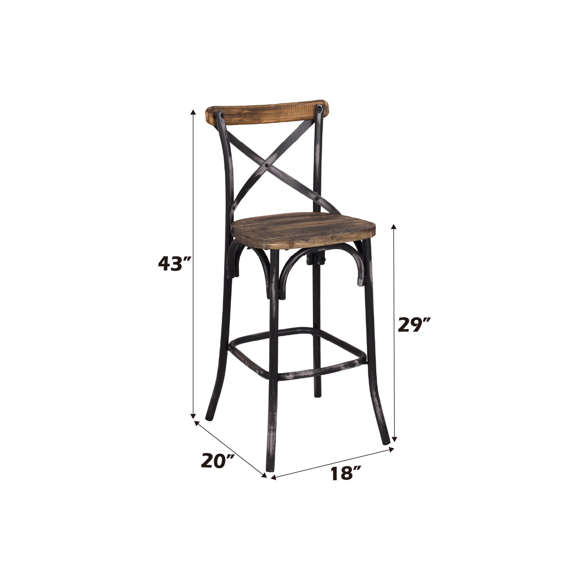 Zaire Antique Black & Antique Oak Finish Bar Chair - 1st Choice Furniture Direct