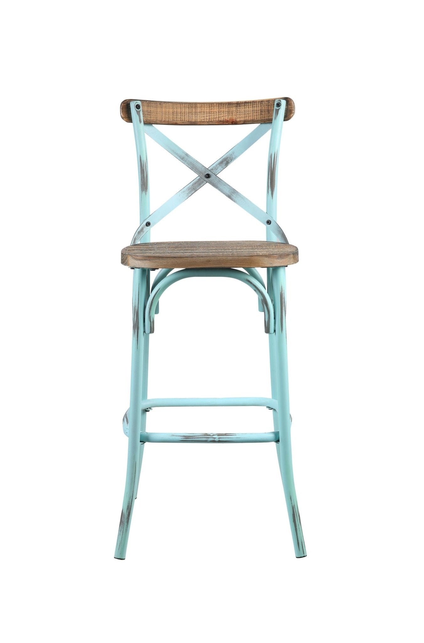 Zaire Antique Turquoise & Antique Oak Finish Bar Chair - 1st Choice Furniture Direct