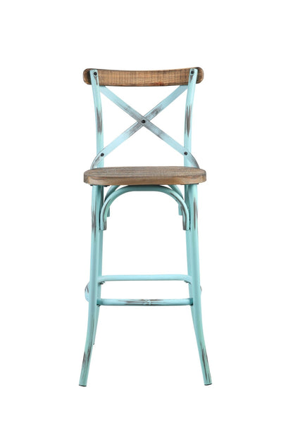 Zaire Antique Turquoise & Antique Oak Finish Bar Chair - 1st Choice Furniture Direct