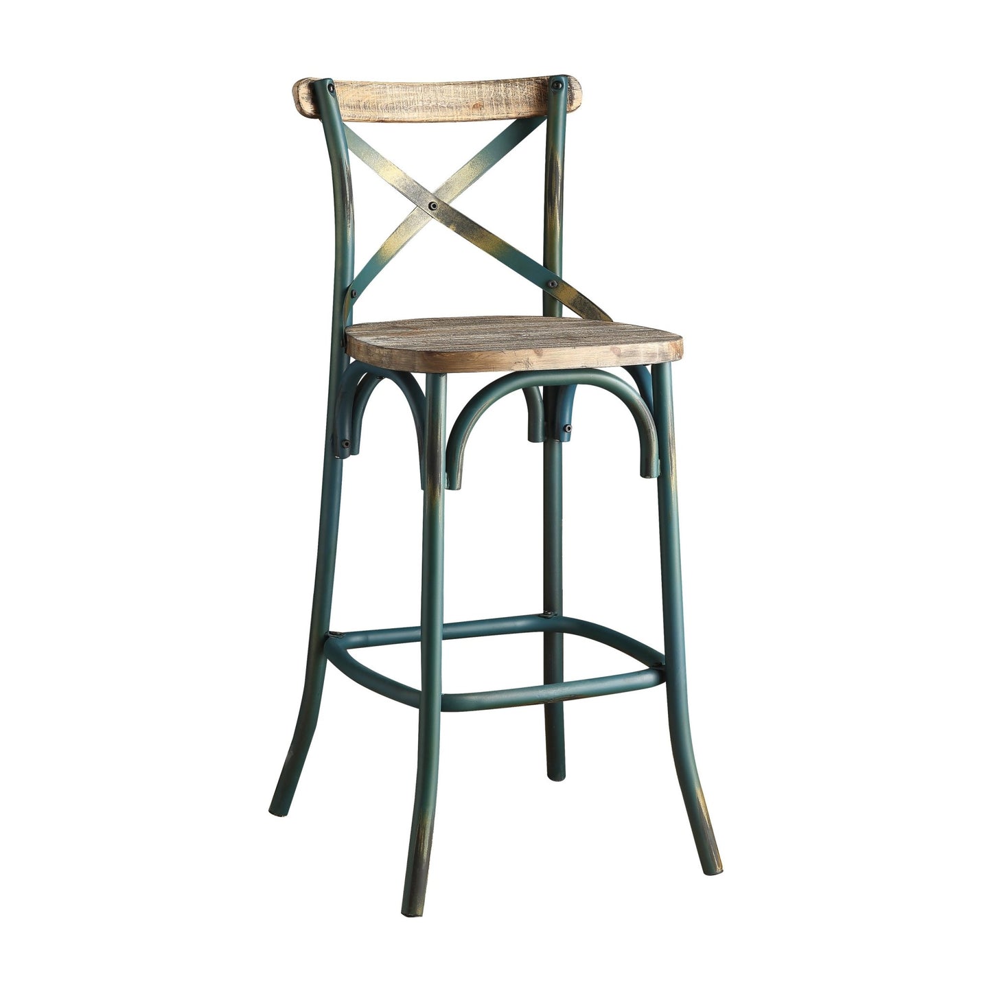 Zaire Antique Turquoise & Antique Oak Finish Bar Chair - 1st Choice Furniture Direct