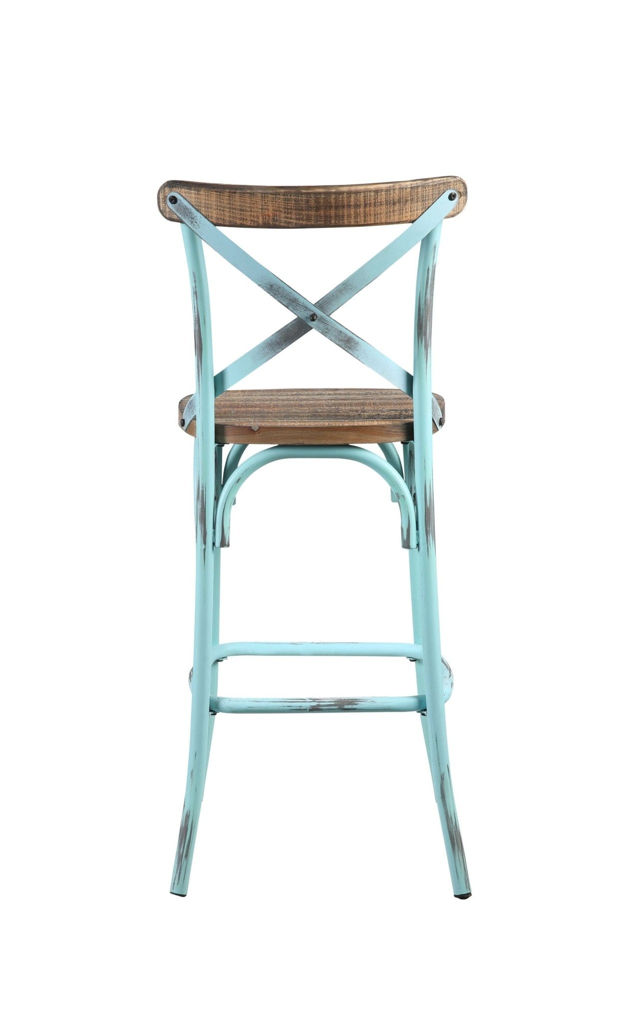 Zaire Antique Turquoise & Antique Oak Finish Bar Chair - 1st Choice Furniture Direct