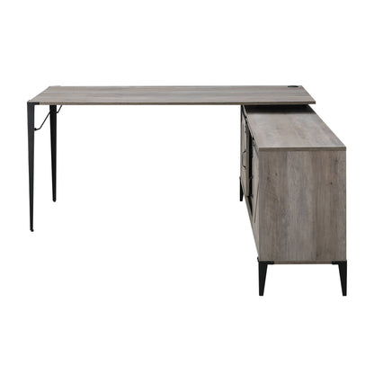 Zakawani Gray Oak & Black Finish Writing Desk with a Cabinet - 1st Choice Furniture Direct