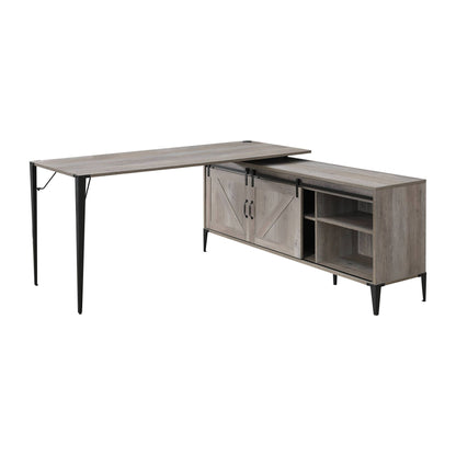Zakawani Gray Oak & Black Finish Writing Desk with a Cabinet - 1st Choice Furniture Direct