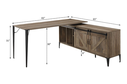Zakwani Rustic Oak & Black Finish Writing Desk - 1st Choice Furniture Direct