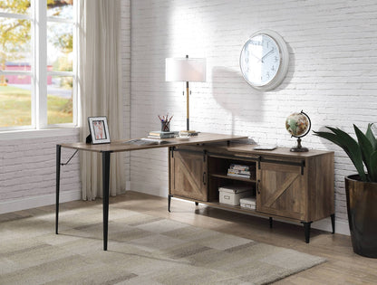 Zakwani Rustic Oak & Black Finish Writing Desk - 1st Choice Furniture Direct