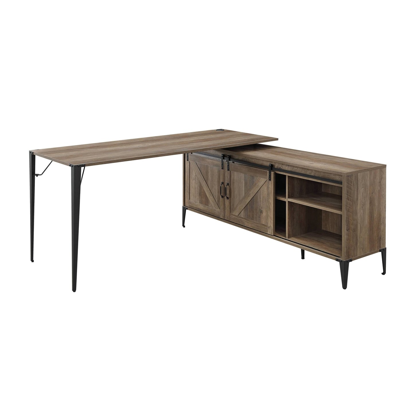 Zakwani Rustic Oak & Black Finish Writing Desk - 1st Choice Furniture Direct
