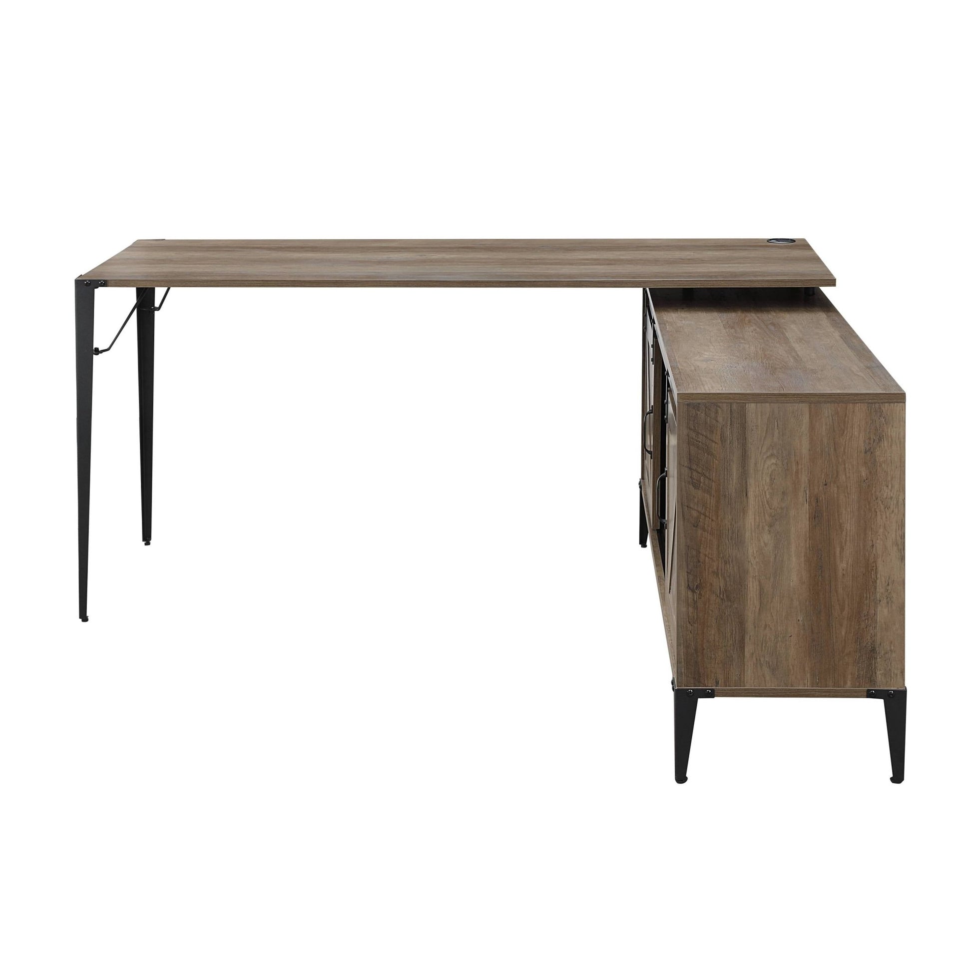 Zakwani Rustic Oak & Black Finish Writing Desk - 1st Choice Furniture Direct