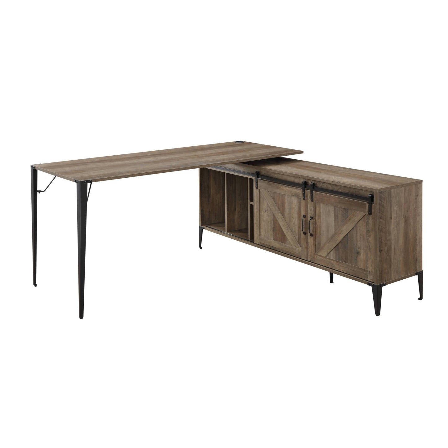 Zakwani Rustic Oak & Black Finish Writing Desk - 1st Choice Furniture Direct