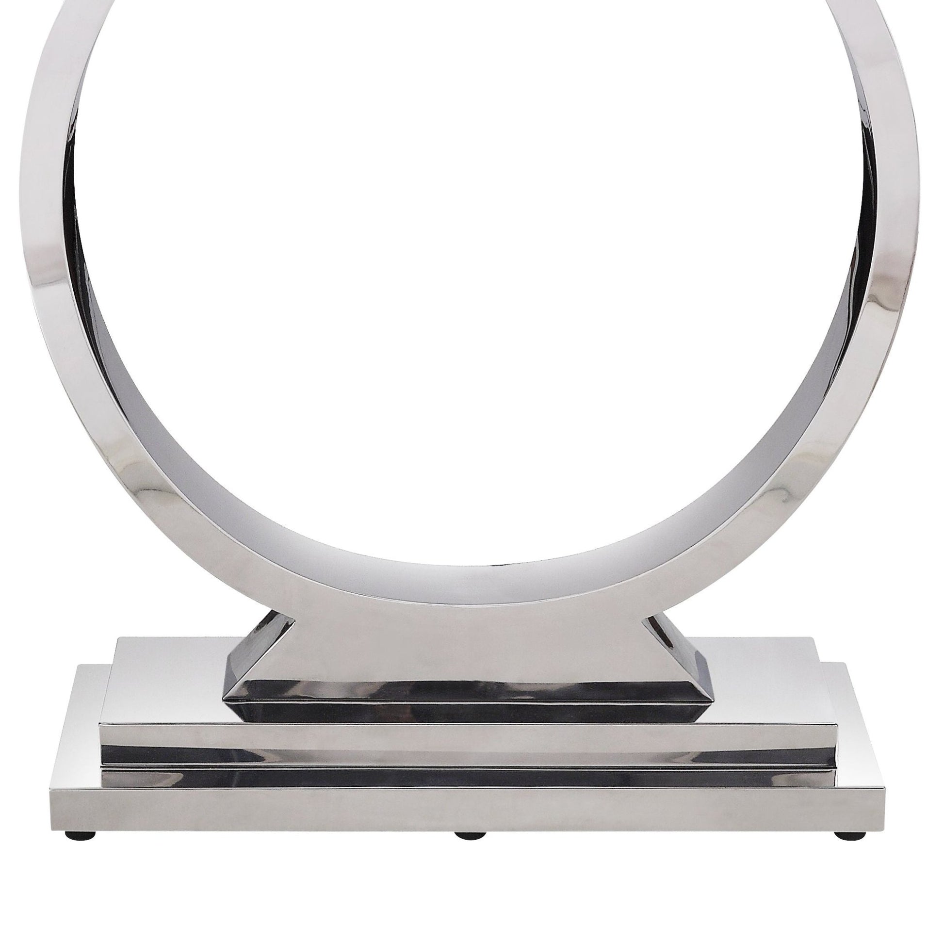 Zander White Printed Faux Marble Top & Mirrored Silver Finish Sofa Table - 1st Choice Furniture Direct