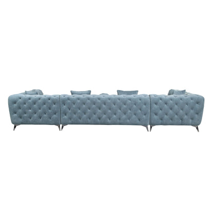 Zerah Dusty Blue Fabric Sectional Sofa W/7 Pillows - 1st Choice Furniture Direct