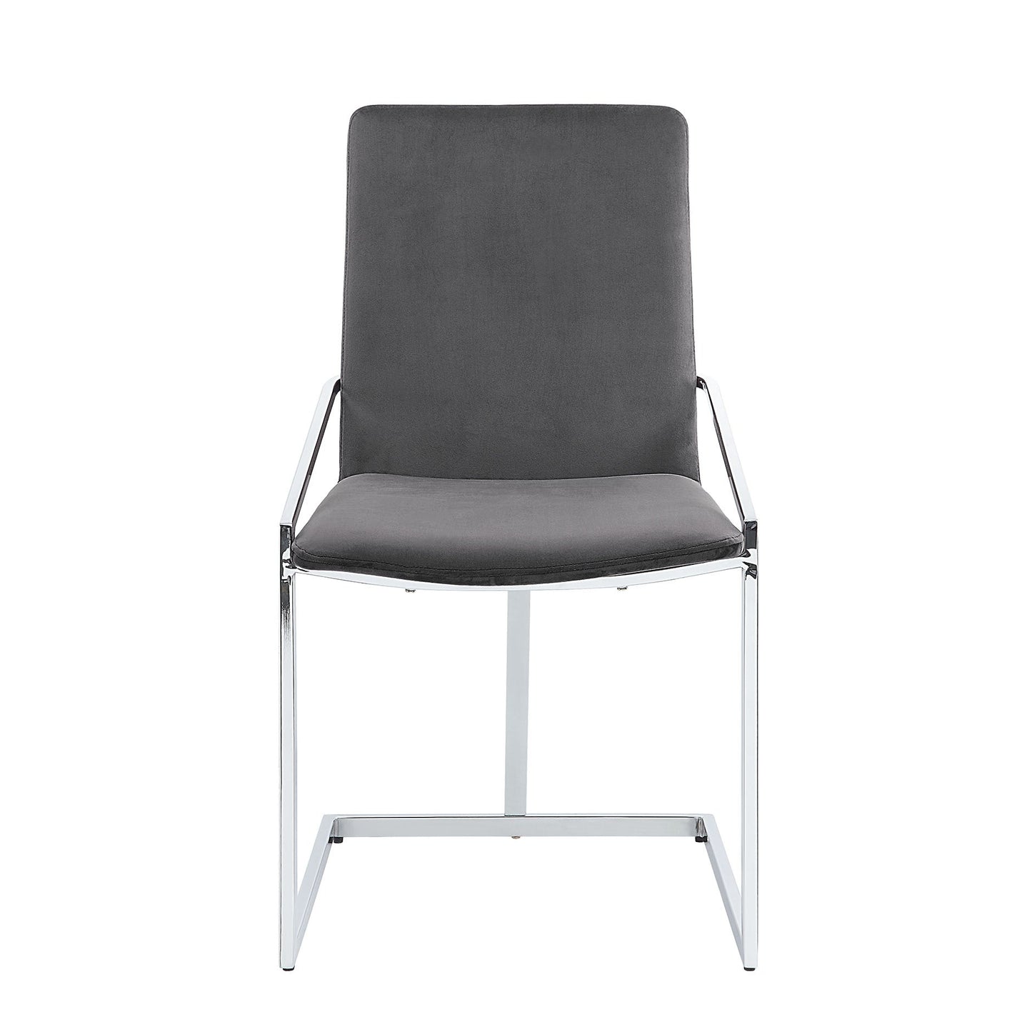 Zlatan Gray Velvet & Chrome Finish Side Chair (Set of 2) - 1st Choice Furniture Direct