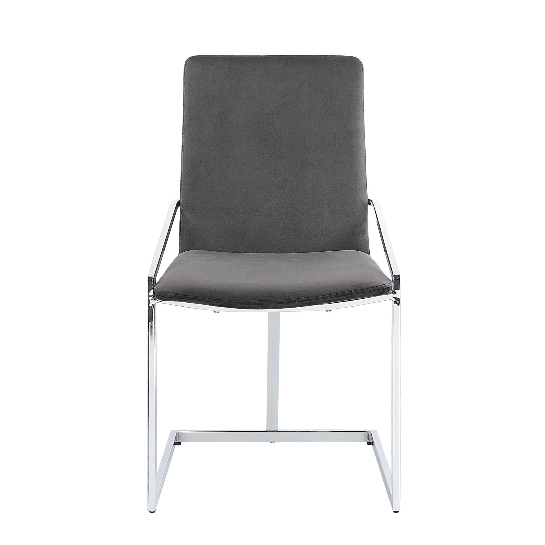 Zlatan Gray Velvet & Chrome Finish Side Chair (Set of 2) - 1st Choice Furniture Direct