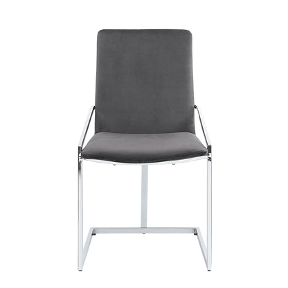 Zlatan Gray Velvet & Chrome Finish Side Chair (Set of 2) - 1st Choice Furniture Direct