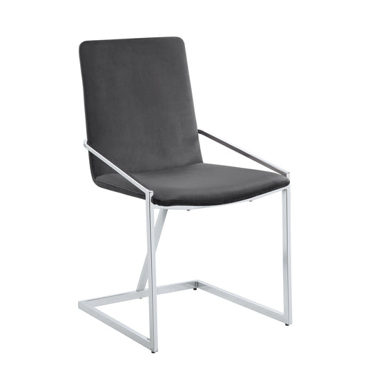Zlatan Gray Velvet & Chrome Finish Side Chair (Set of 2) - 1st Choice Furniture Direct