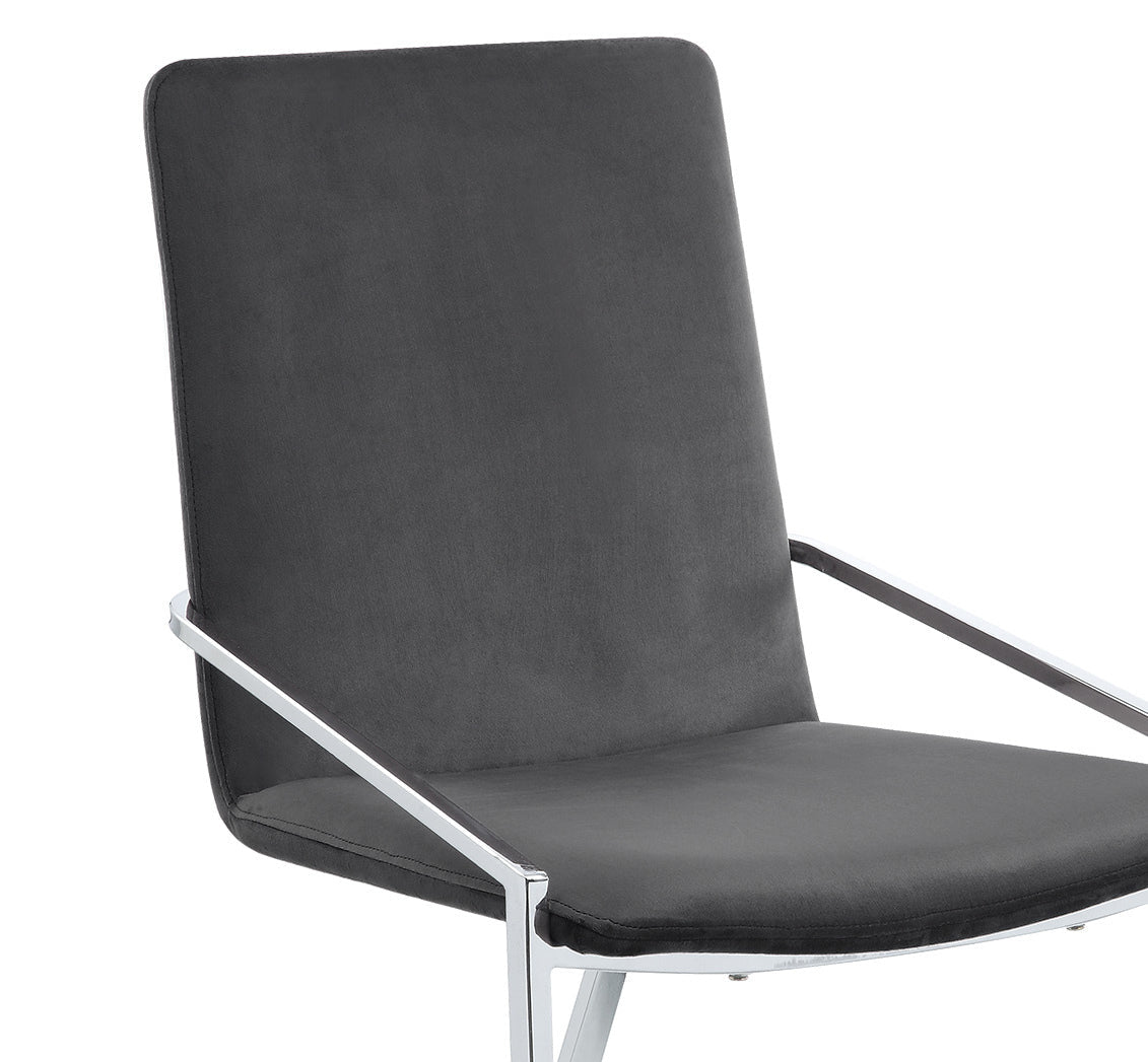 Zlatan Gray Velvet & Chrome Finish Side Chair (Set of 2) - 1st Choice Furniture Direct