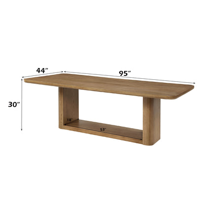 Zoey 7-Piece Light Oak Finish Dining Set with Upholstered Chairs and Rectangular Pedestal Table - 1st Choice Furniture Direct