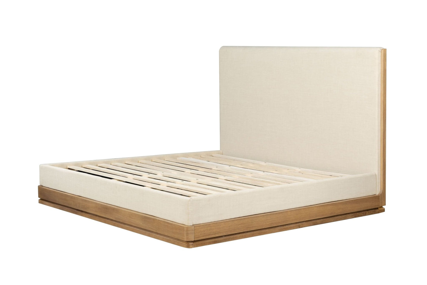 Zoey Beige Fabric & Oak EK Bed - 1st Choice Furniture Direct