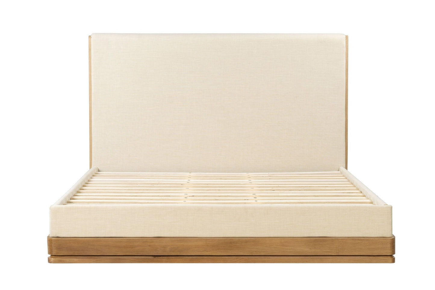 Zoey Beige Fabric & Oak EK Bed - 1st Choice Furniture Direct