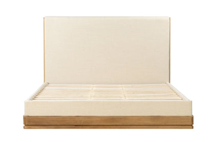 Zoey Beige Fabric & Oak EK Bed - 1st Choice Furniture Direct