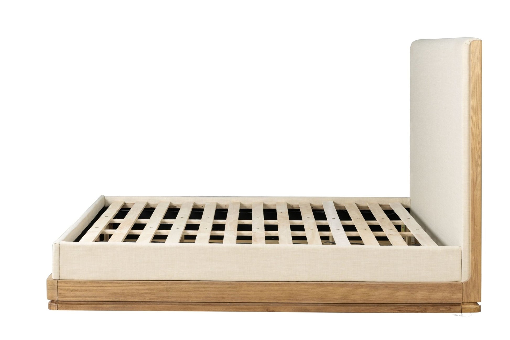 Zoey Beige Fabric & Oak EK Bed - 1st Choice Furniture Direct