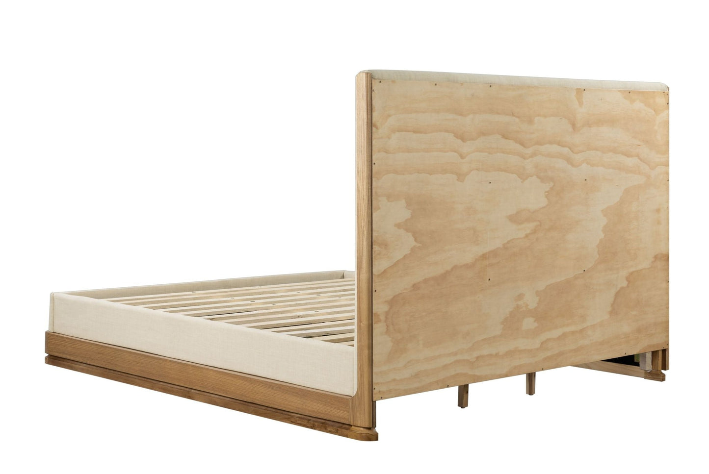 Zoey Beige Fabric & Oak EK Bed - 1st Choice Furniture Direct