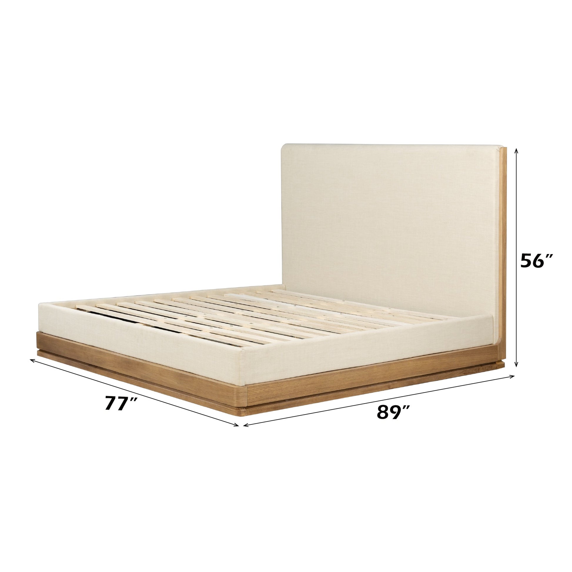 Zoey Beige Fabric & Oak EK Bed - 1st Choice Furniture Direct