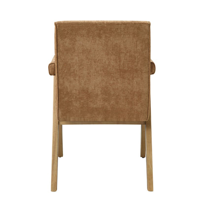 Zoey Chocolate Chenille & Oak Arm Chair (Set of 2) - 1st Choice Furniture Direct