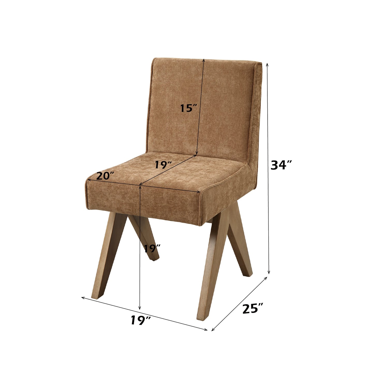 Zoey Chocolate Chenille & Oak Side Chair (Set of 2) - 1st Choice Furniture Direct