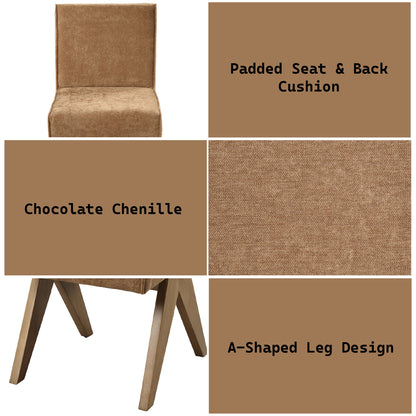 Zoey Chocolate Chenille & Oak Side Chair (Set of 2) - 1st Choice Furniture Direct