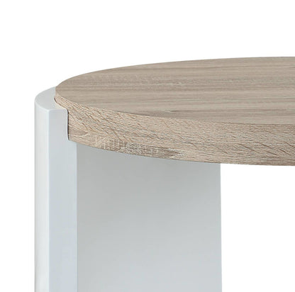 Zoma Oak & White High Gloss Finish End Table - 1st Choice Furniture Direct