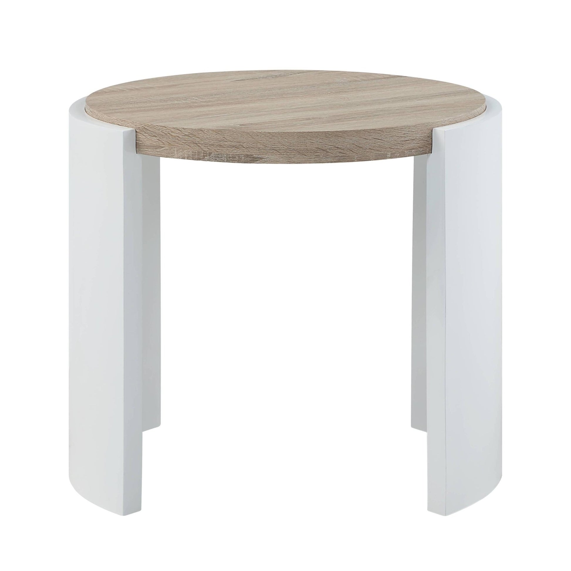Zoma Oak & White High Gloss Finish End Table - 1st Choice Furniture Direct