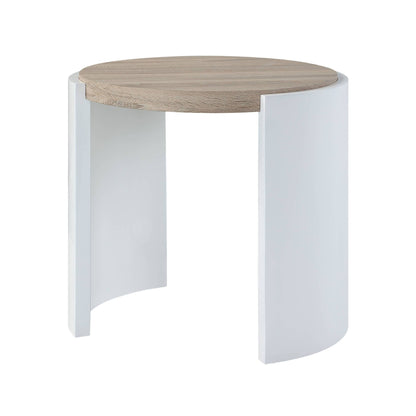 Zoma Oak & White High Gloss Finish End Table - 1st Choice Furniture Direct