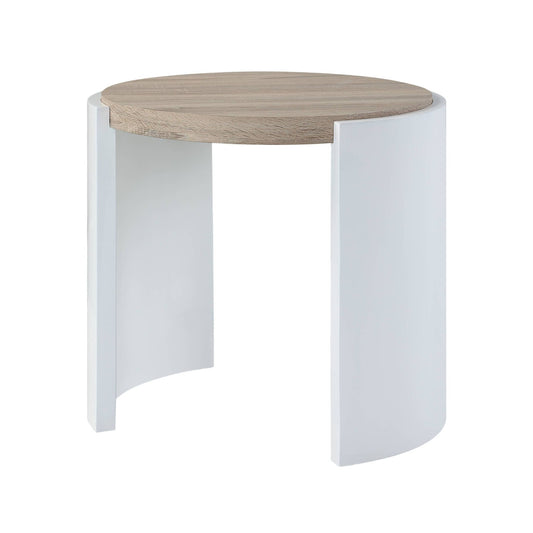 Zoma Oak & White High Gloss Finish End Table - 1st Choice Furniture Direct