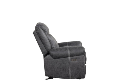 Zubaida Dark Gray Polish Microfiber Power Motion Glider Recliner - 1st Choice Furniture Direct