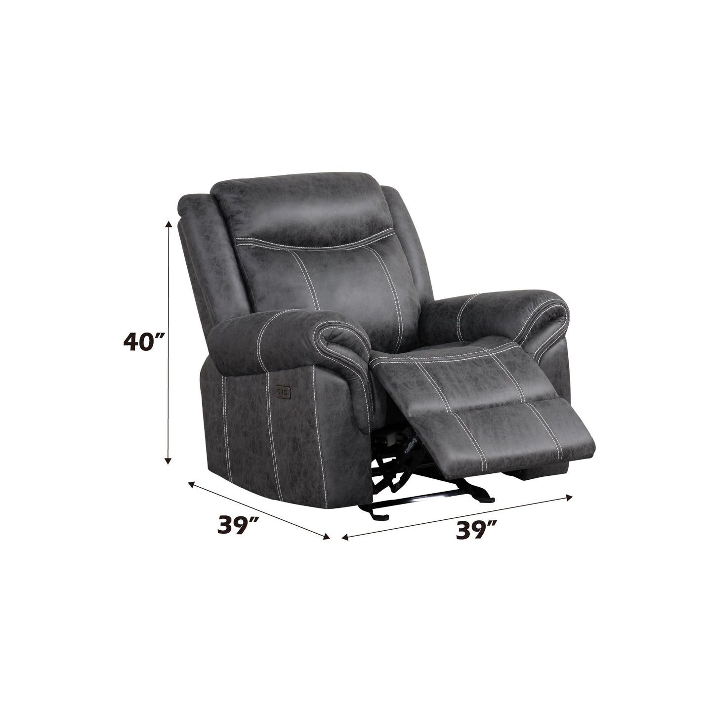 Zubaida Dark Gray Polish Microfiber Power Motion Glider Recliner - 1st Choice Furniture Direct