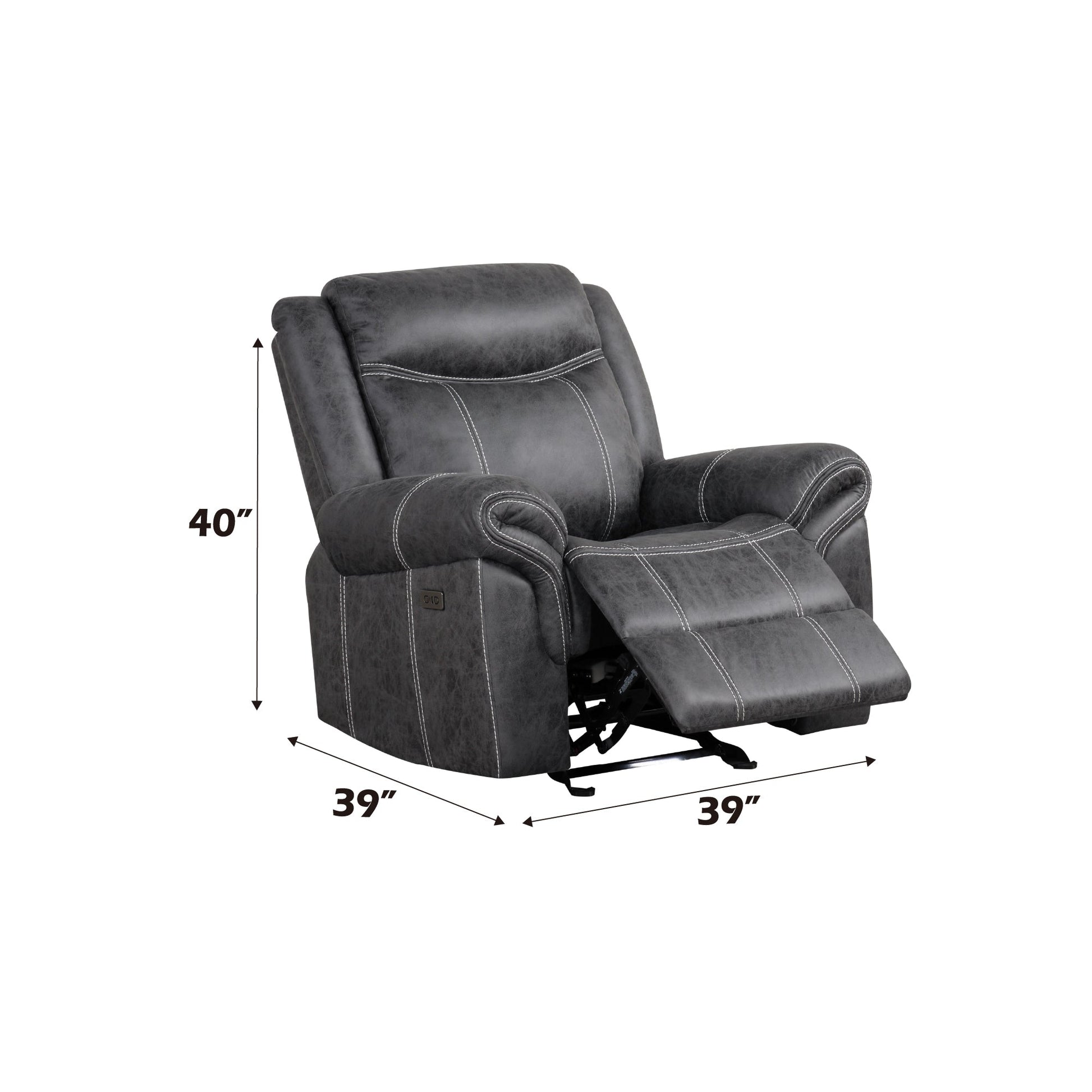 Zubaida Dark Gray Polish Microfiber Power Motion Glider Recliner - 1st Choice Furniture Direct