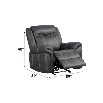 Zubaida Dark Gray Polish Microfiber Power Motion Glider Recliner - 1st Choice Furniture Direct