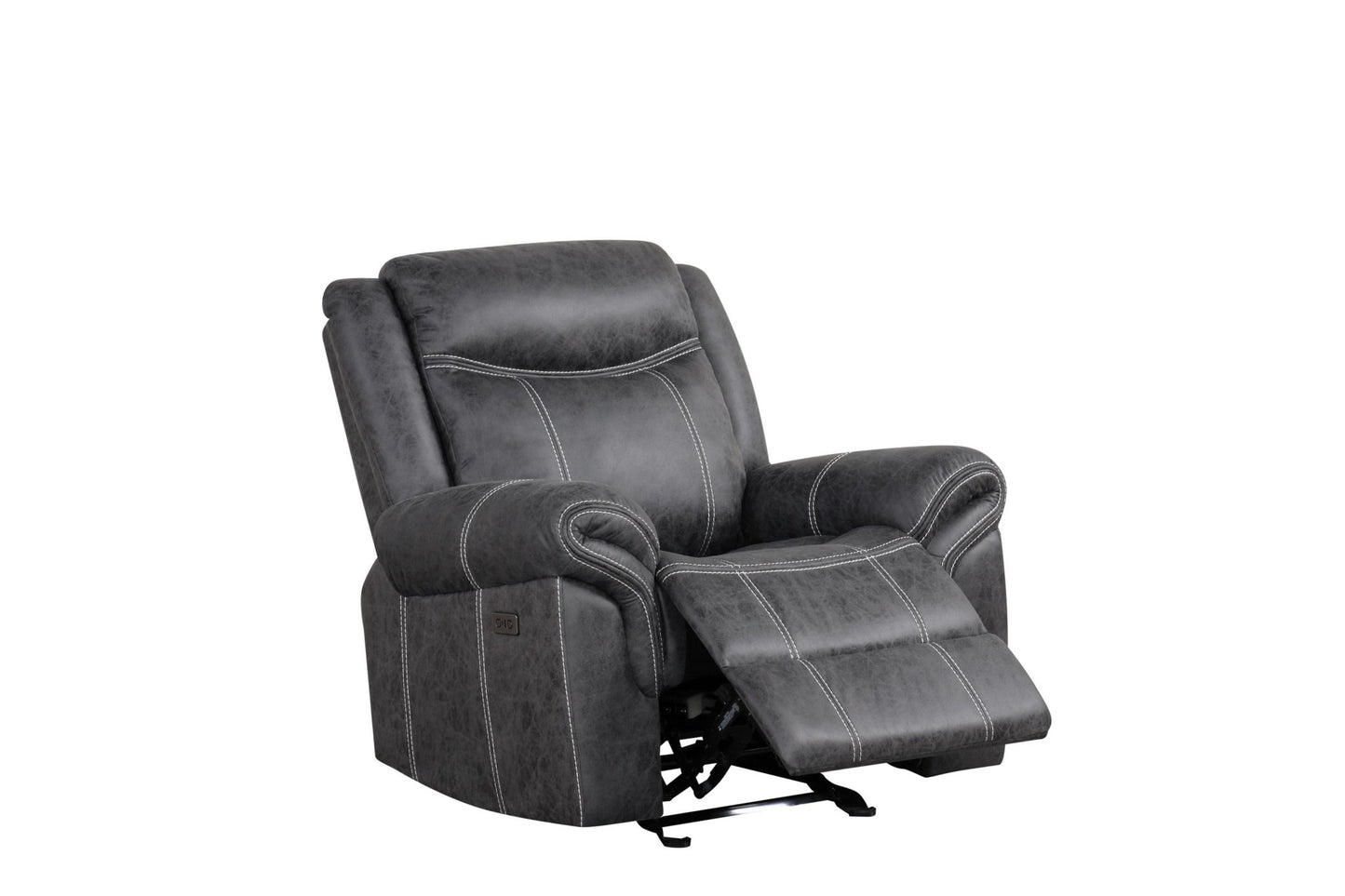 Zubaida Dark Gray Polish Microfiber Power Motion Glider Recliner - 1st Choice Furniture Direct