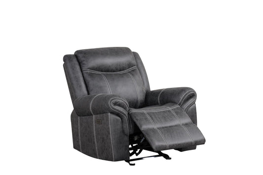 Zubaida Dark Gray Polish Microfiber Power Motion Glider Recliner - 1st Choice Furniture Direct
