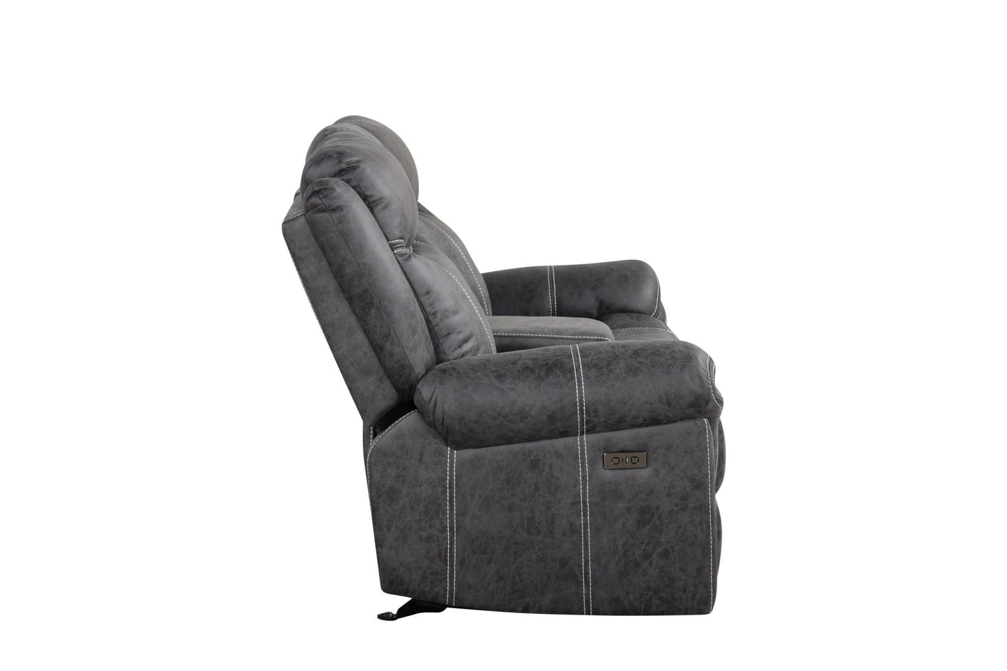 Zubaida Dark Gray Polish Microfiber Power Motion Loveseat w/USB - 1st Choice Furniture Direct