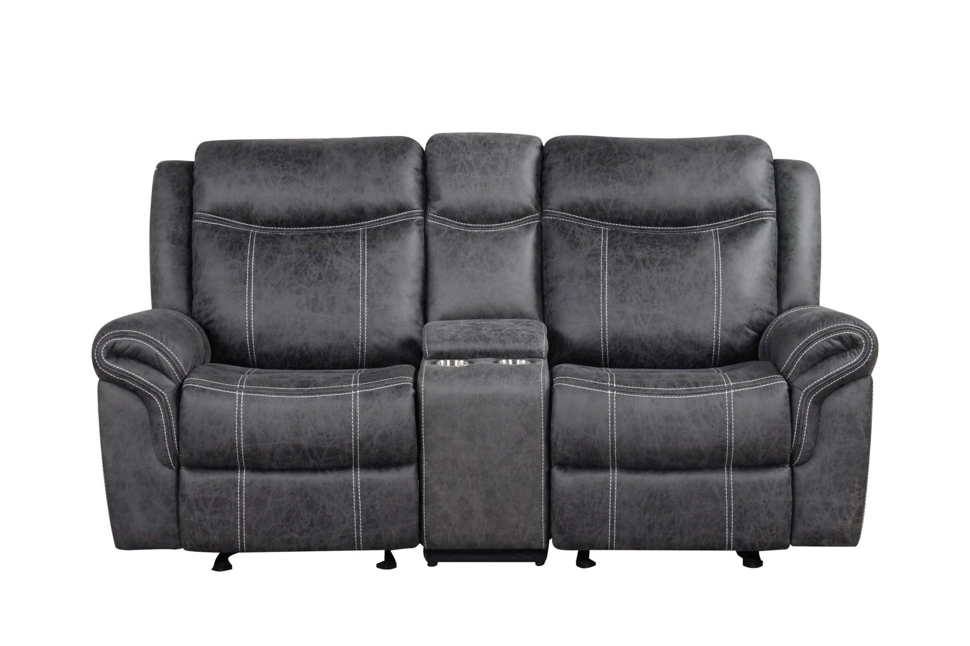 Zubaida Dark Gray Polish Microfiber Power Motion Loveseat w/USB - 1st Choice Furniture Direct