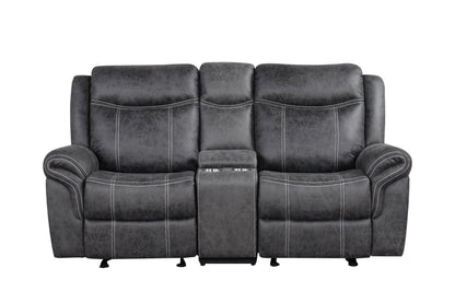 Zubaida Dark Gray Polish Microfiber Power Motion Loveseat w/USB - 1st Choice Furniture Direct