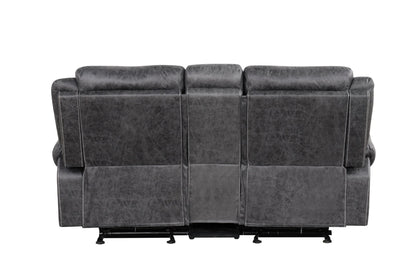 Zubaida Dark Gray Polish Microfiber Power Motion Loveseat w/USB - 1st Choice Furniture Direct