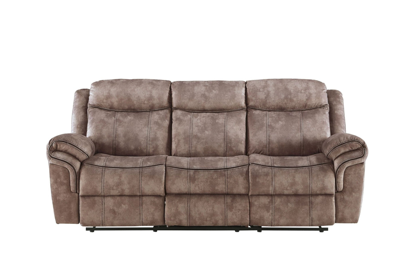 Zubaida Two Tone Chocolate Velvet Recliner Sofa w/USB Port & Drop Down Table - 1st Choice Furniture Direct