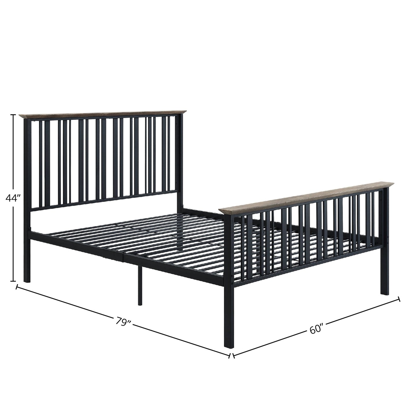 Zudora Antique Oak & Black Finish Full Bed - 1st Choice Furniture Direct