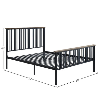 Zudora Antique Oak & Black Finish Full Bed - 1st Choice Furniture Direct