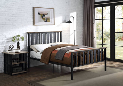Zudora Antique Oak & Black Finish Full Bed - 1st Choice Furniture Direct