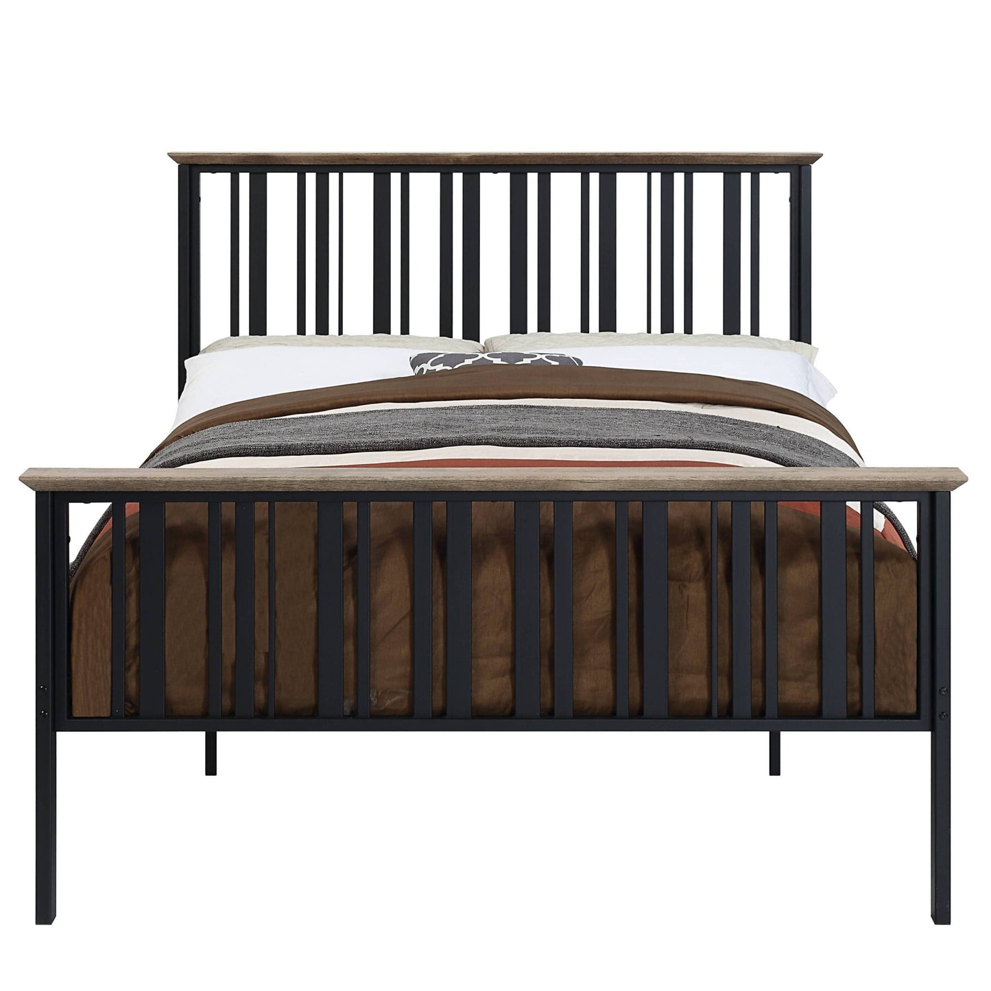 Zudora Antique Oak & Black Finish Full Bed - 1st Choice Furniture Direct