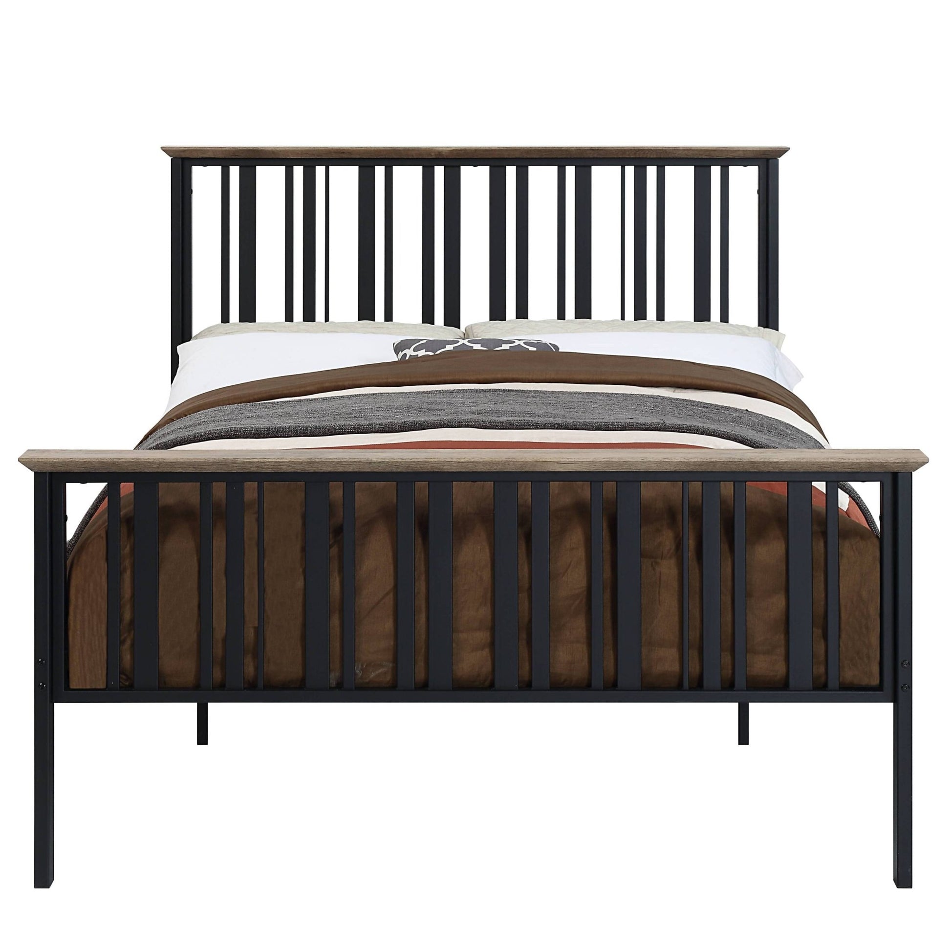 Zudora Antique Oak & Black Finish Full Bed - 1st Choice Furniture Direct